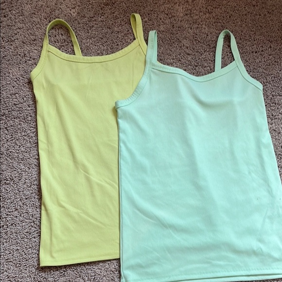 Set of Two Yellow and Mint Green Cami Tops - Picture 1 of 2